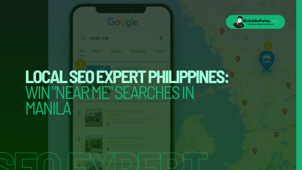Map of Metro Manila with a business ranking first in Google local results for a near me search